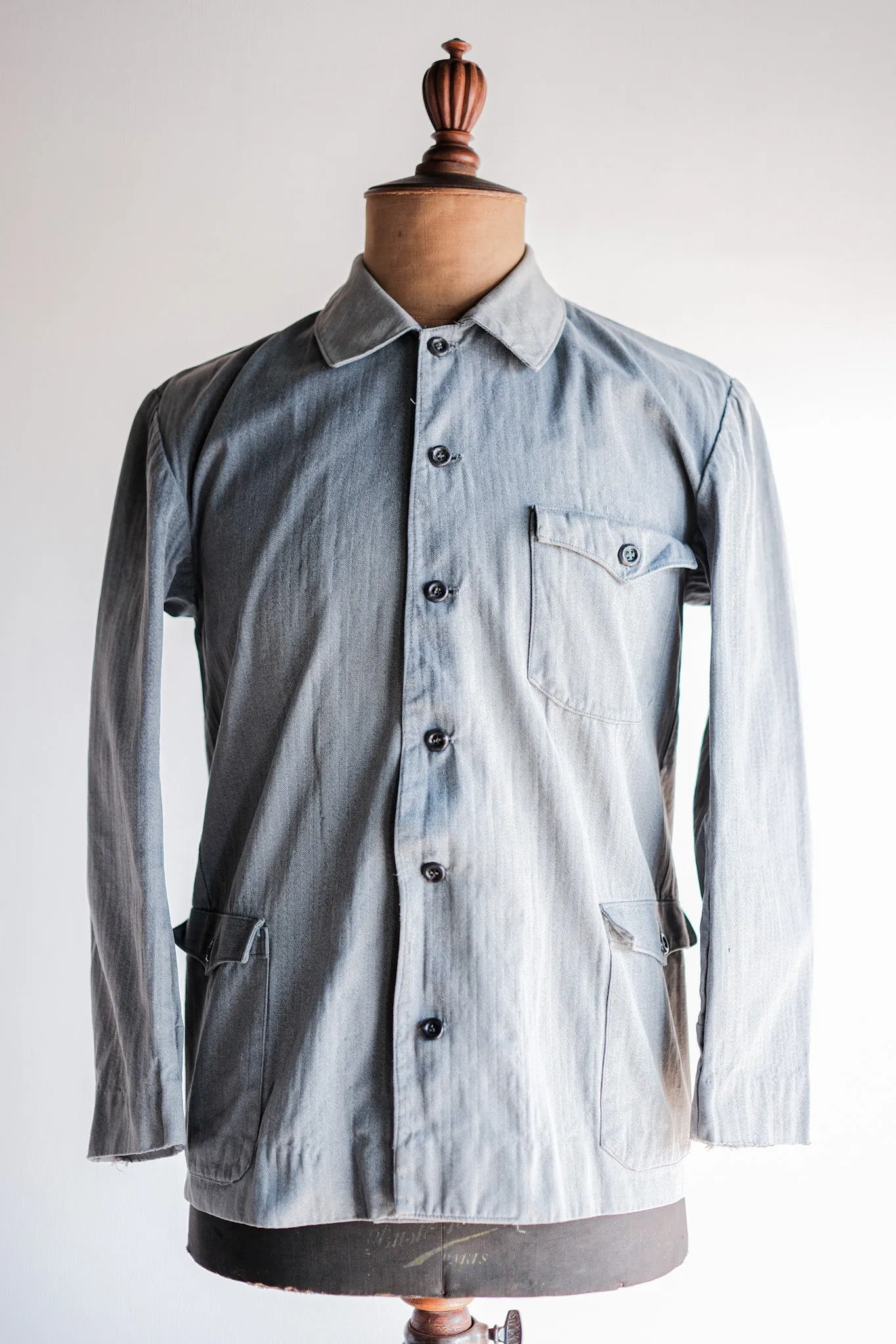 【~50's】Europe Vintage Salt & Pepper HBT Cotton Work Jacket 