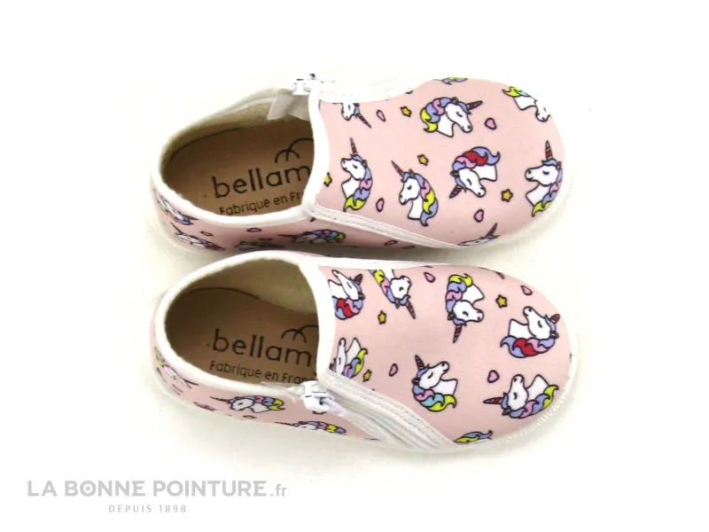 Achat chaussures Bellamy Bébé Chausson Toile, vente Bellamy JEMINA Licorne rose - Pantoufle BEBE Fille