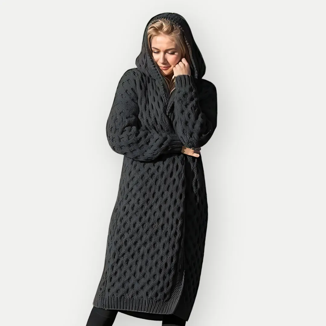 Amanda | Cardigan Long Chaud Pour Femme | Capuche