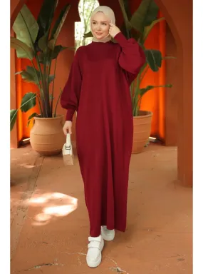 Burgundy - Modest Dress