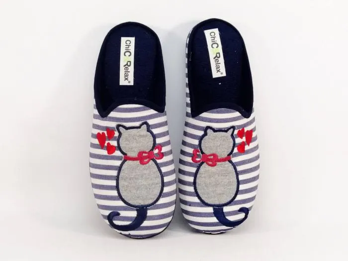 Chausson mule été femme motif chat, confort, souple et léger CHIC & RELAX rachat