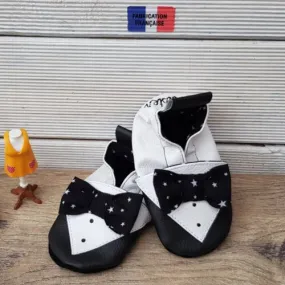Chaussons souple cuir, simili cuir, bébé / enfant, chausson personnalisé, smoking