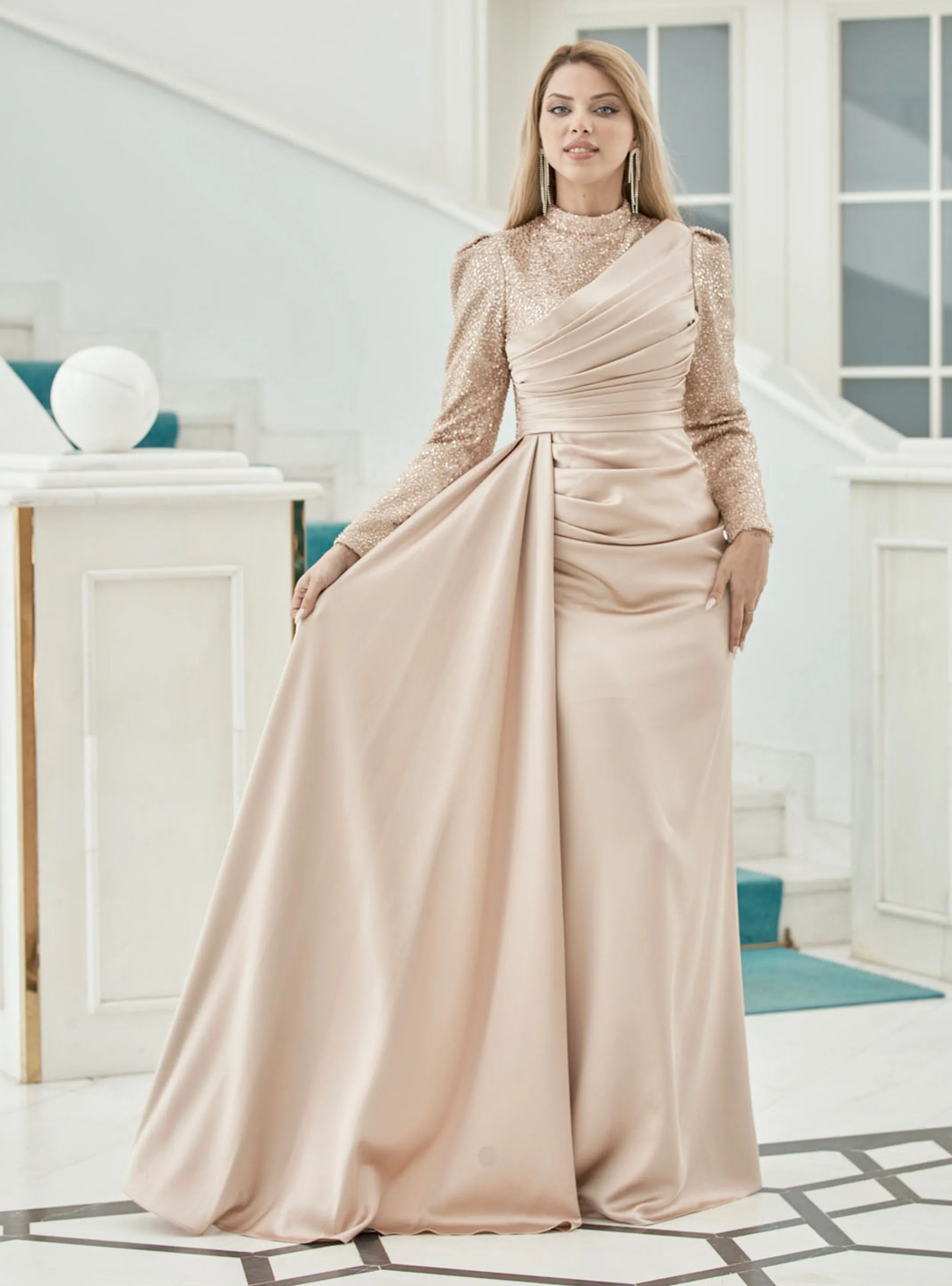 Copper color - Modest Evening Dress