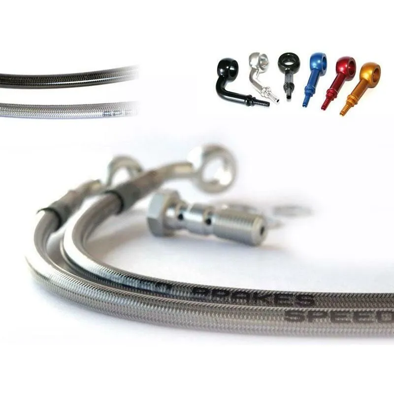 Durite de frein avant d'aviation SPEEDBRAKES carbone/raccord bleu Kawasaki GPX 600 R