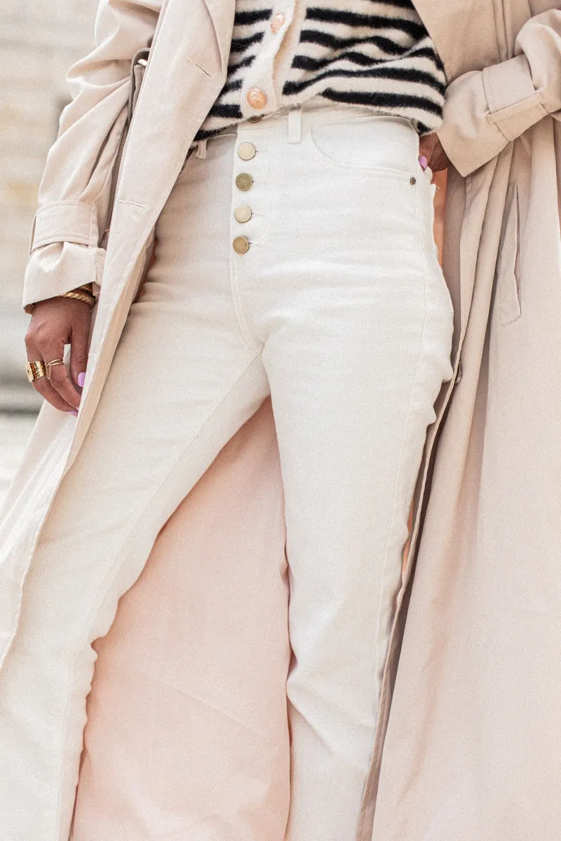 Jeans cropped flare blanc