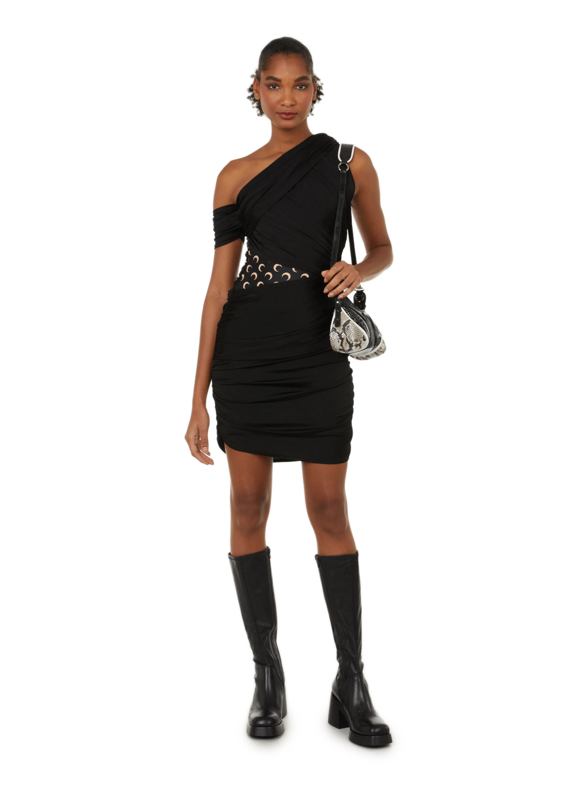MARINE SERRE  Robe drapée avec détail logo - Noir