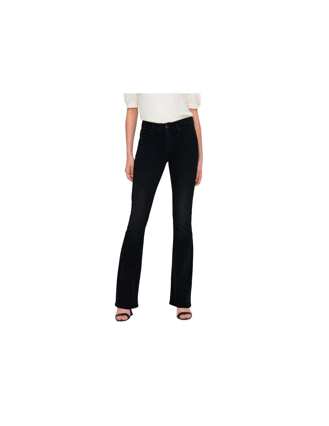 Pantalon Only Onlblush Mid Flared Tai1099 Washed Black Femme