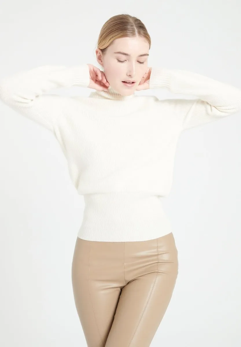 Pull col roulé cachemire écru femme - LILLY 21