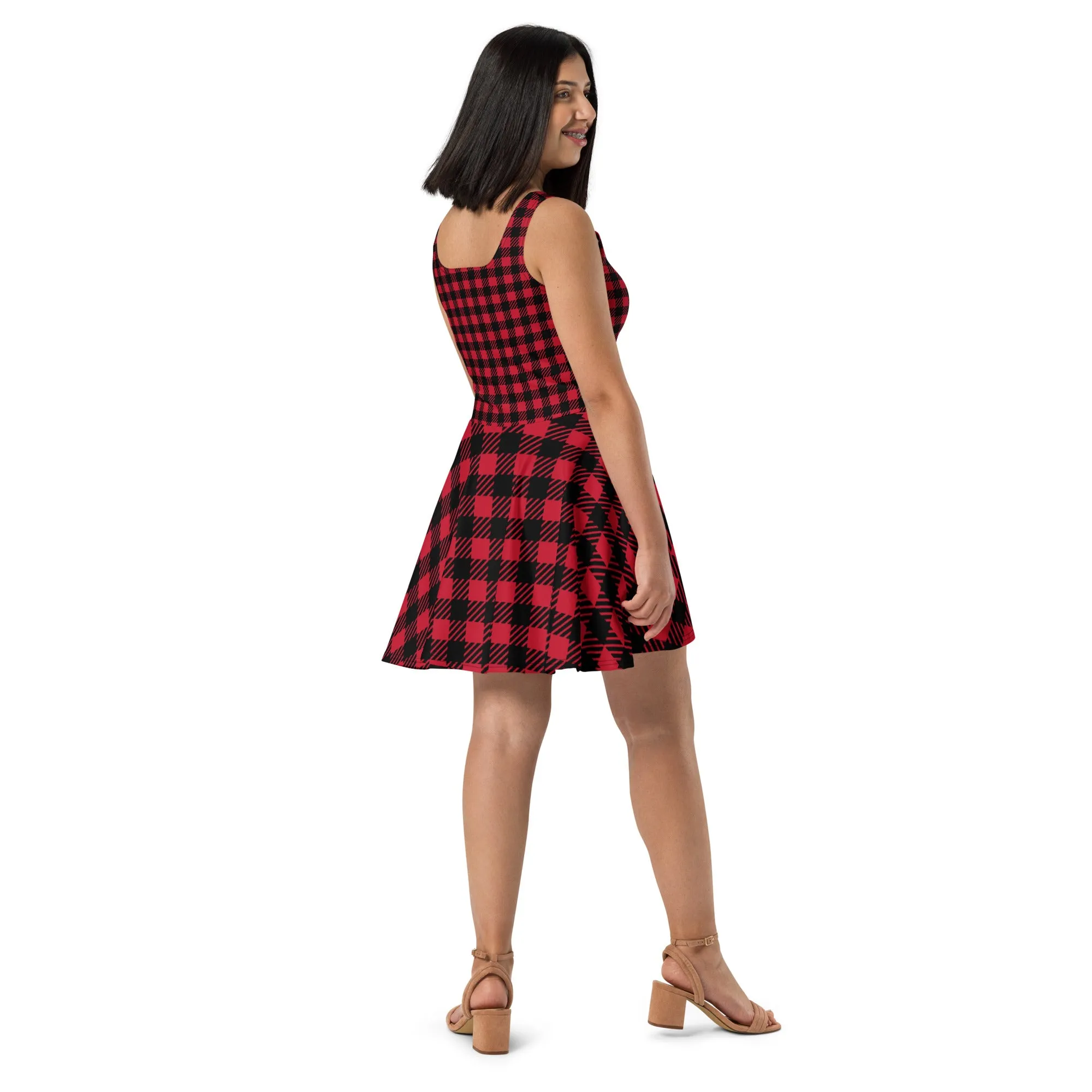 Robe Patineuse, Carreaux noirs et rouges