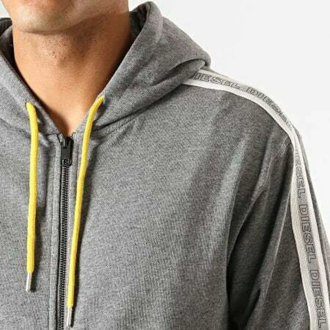 Sweat à capuche zippé - Gris en coton Diesel Underwear - Pyjama & Peignoir Homme sur MenCorner